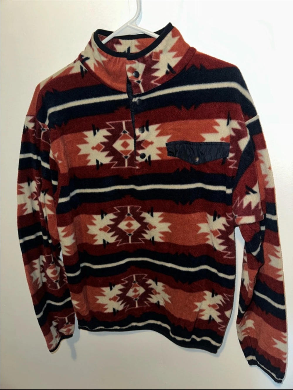 Aztec Fleece jacket in Red and Navy